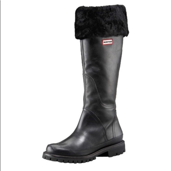 New Hunter Boot  Black Leather/Shearling 7 $395 - Picture 2 of 8
